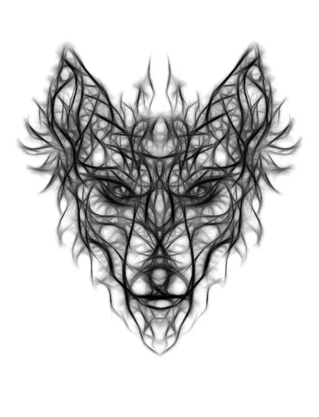 Ornamental Painting Wolf Sacred Animal Fractal Effect — Stock Photo, Image