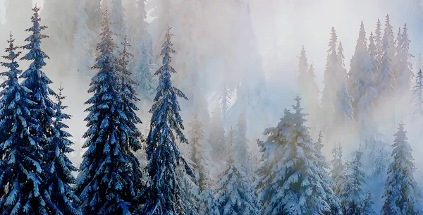 Mountain Snowy Landscape Snow Covered Trees Graphic Effect — Stock Photo, Image