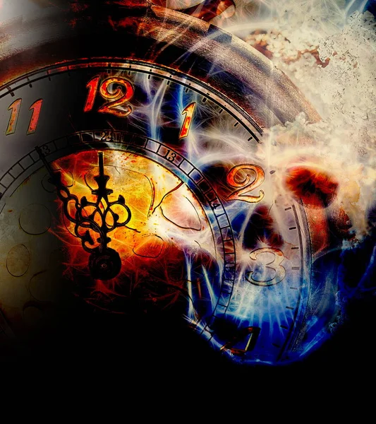 Coronavirus Clock Showing Five Minutes Twelve Time Stop Realize Values — Stock Photo, Image