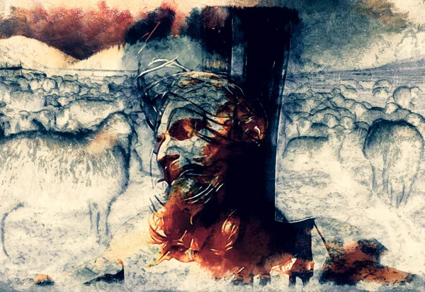 İsa İyi Çoban, İsa ve kuzular.