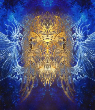 Orijinal çekim ve bilgisayar kolajı. Renk yapısı. Mavi renk yapısı.