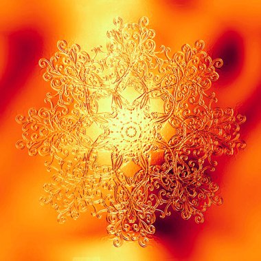 mandala made of sacred ornamental tree of life symbol, metal effect.