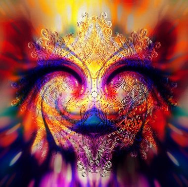 Mandala kutsal yaşam sembolü süs ağacından yapılmıştır, metal etkisi..