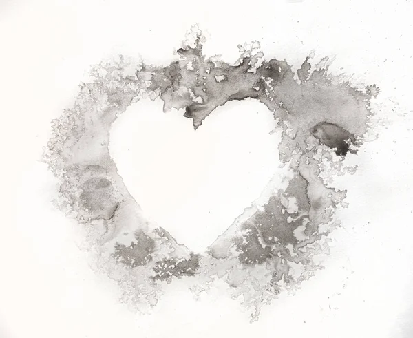 Aquarell spritzt Herz auf weißem Papier Hintergrund. — Stockfoto