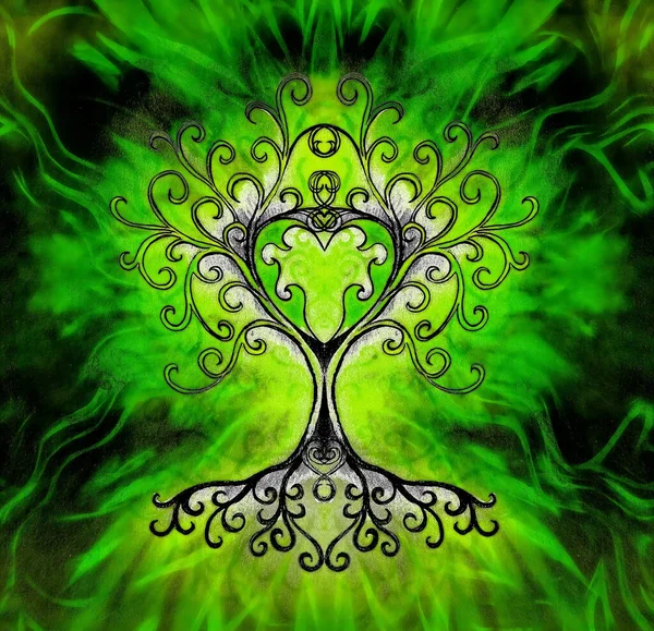 Symbol stromu života na strukturovaném ornamentálním pozadí, yggdrasil. — Stock fotografie