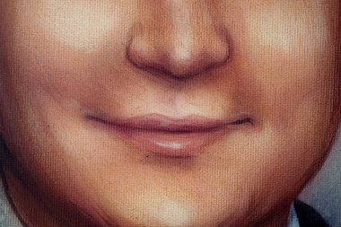 Güzel erkek ağzı, orijinal el boyası. Ayrıntılı fotoğraflar.