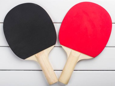ping pong rackets balls view from above white background clipart