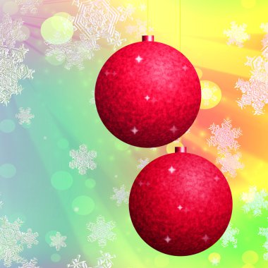 kırmızı topları ve kar tanesi Noel arka plan