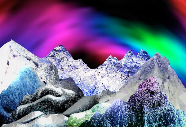Paysage arctique abstrait avec aurore boréale — Image vectorielle