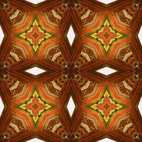 Абстрактный винтажный деревянный узор с оранжевыми, коричневыми и желтыми звездами — стоковое фото