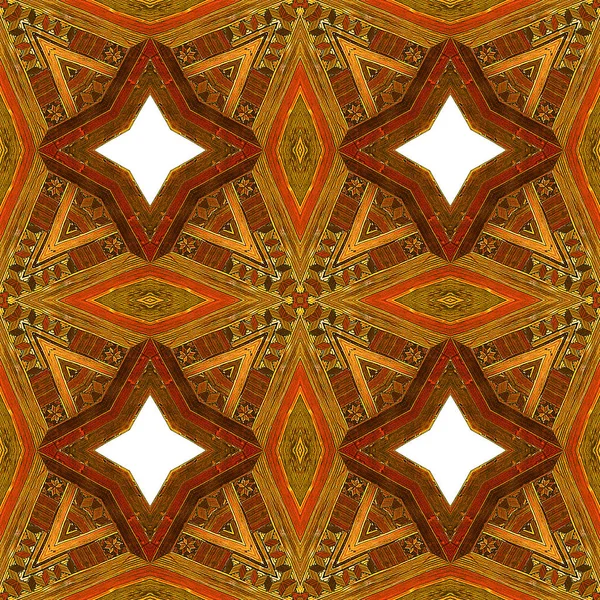 Abstract seamless vintage wooden pattern with red, brown and orange stars — Stock Photo, Image