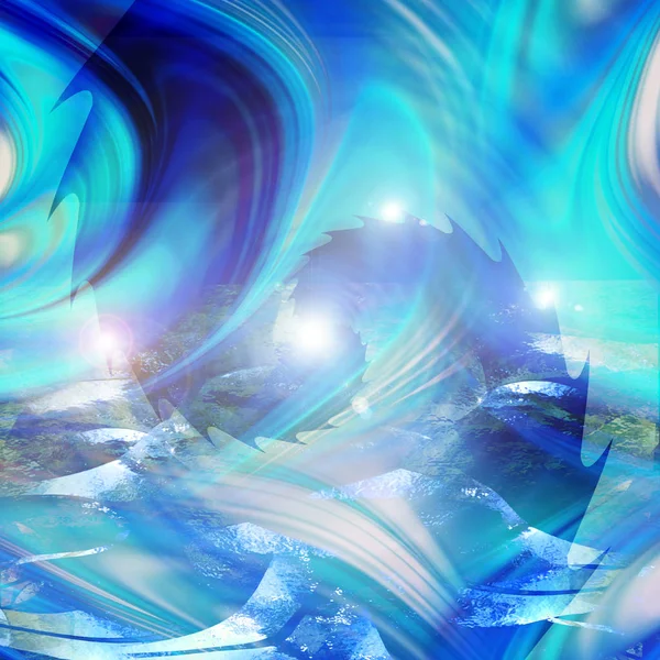 Abstract water background with turbulent waves and flares — Stock Photo, Image