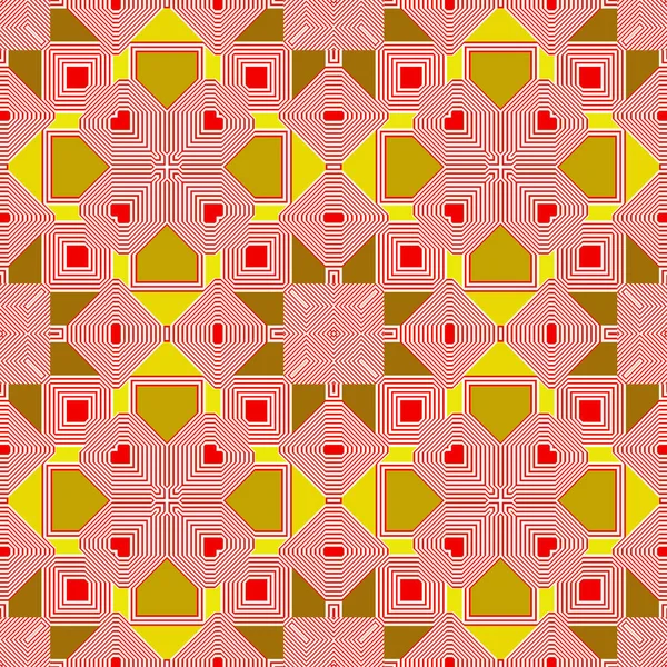 Abstract seamless retro pattern with hearts, squares and polygons — Stock Photo, Image