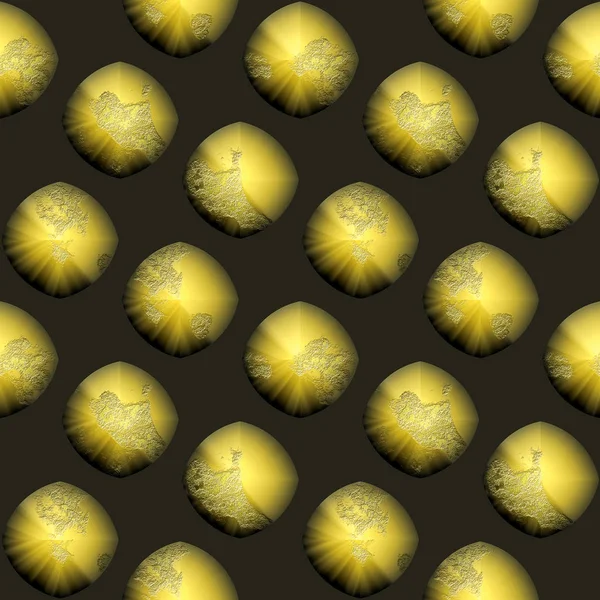 Altın hemisferlerin soyut seamless 3d modeli — Stok fotoğraf