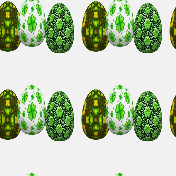 Seamless easter pattern of decorative eggs with spring motifs — Stock Photo, Image