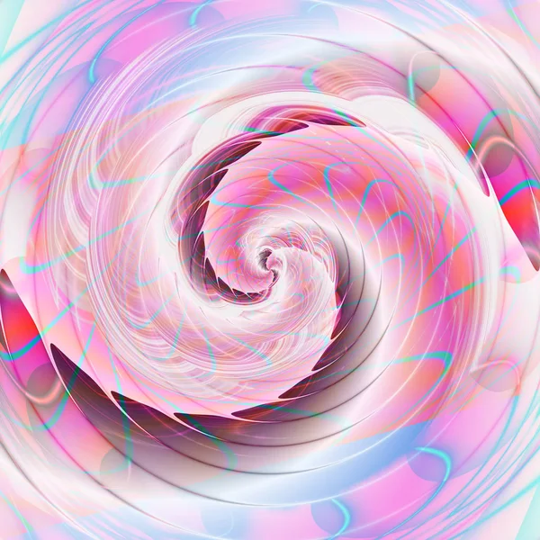 Latar belakang fraktal abstrak dengan vorteks merah muda dan sinar biru — Stok Foto