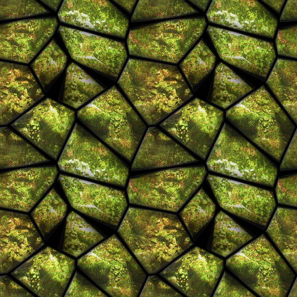 Natürliche nahtlose Muster aus grünen Steinen mit Moos bedeckt — Stockfoto