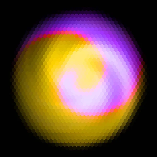 Abstrato hexagonal brilhando objeto esférico com espiral — Vetor de Stock