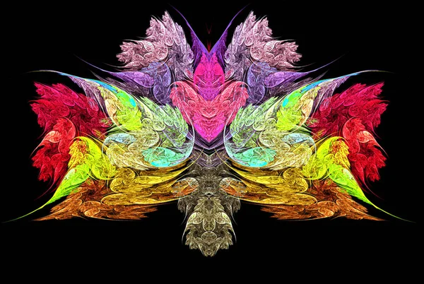 Abstract πολύχρωμο fractal που μοιάζουν με μπουκέτο από λουλούδια και την καρδιά — Φωτογραφία Αρχείου