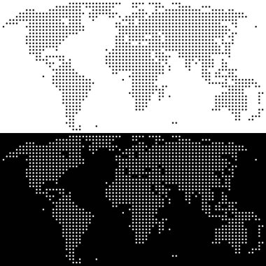Vektör Dünya Haritası noktalı. Soyut basit harita