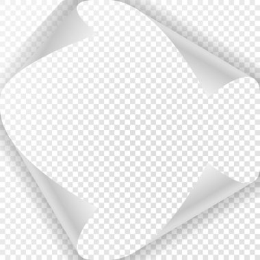 Sayfa curl boş kağıt üzerine gölge ile. Beyaz kağıt etiket. Tasarım ve iş için öğe. Herhangi bir arka plan ve herhangi bir açıda kullanılan