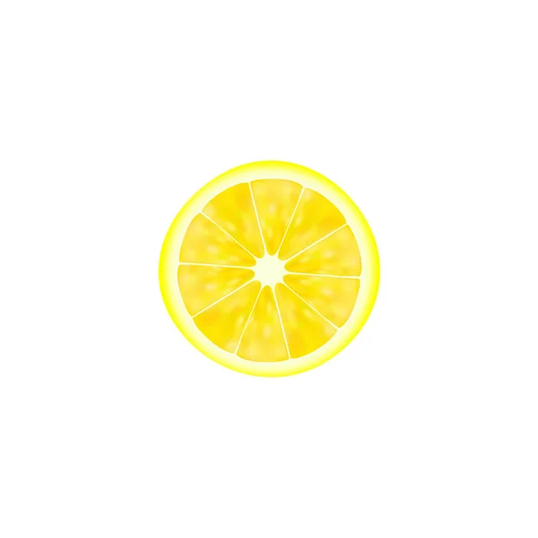 Ilustración realista brillante de rodaja de limón aislada sobre fondo blanco — Vector de stock