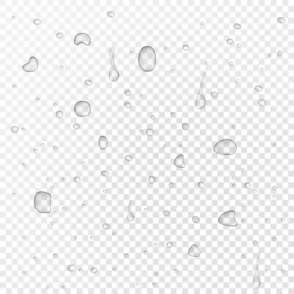 Gotas de agua con mezcla de transparencia, listas para ser usadas en imágenes raster. Ilustración vectorial . — Vector de stock