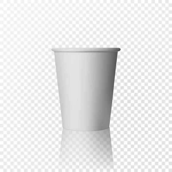 Vettoriale tazza di plastica realistica. Bicchiere di carta bianca su sfondo trasparente — Vettoriale Stock