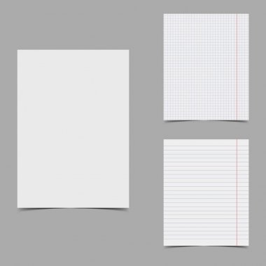 Vektör kağıt sayfaları ayarlama - grafik kağıdı, Not Defteri sayfası, boş kağıt.
