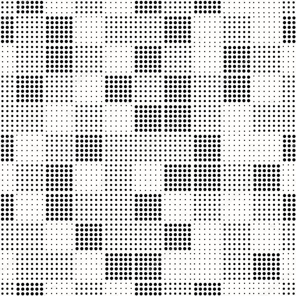 Vector seamless pattern. geometric tiles with dots of different sizes. simple background of perforated squares