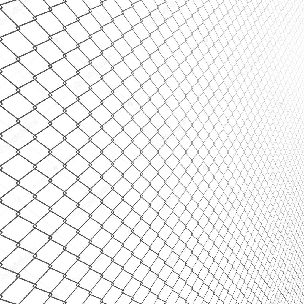 Wired fence in perspective. Vector rabinets.