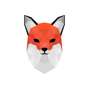 Düşük Poli vektör hayvan illüstrasyon. Poligonal fox grafik tasarım.
