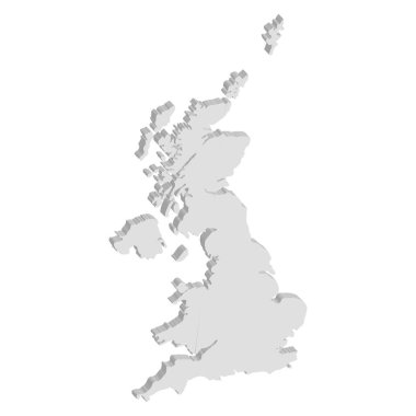 Büyük Britanya'nın 3D vektör harita.