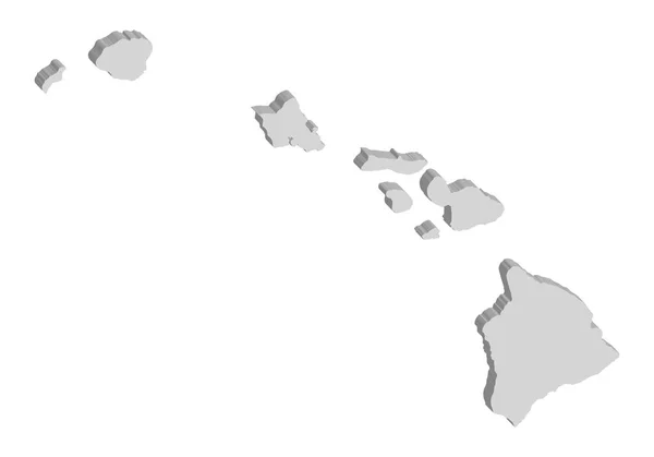 3D vektor karta över Hawaii — Stock vektor