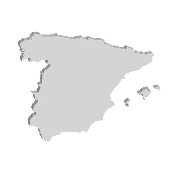 Mapa vetorial 3D de Espanha — Vetor de Stock