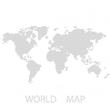 Noktalı soyut Dünya Haritası. Vektör nokta harita.