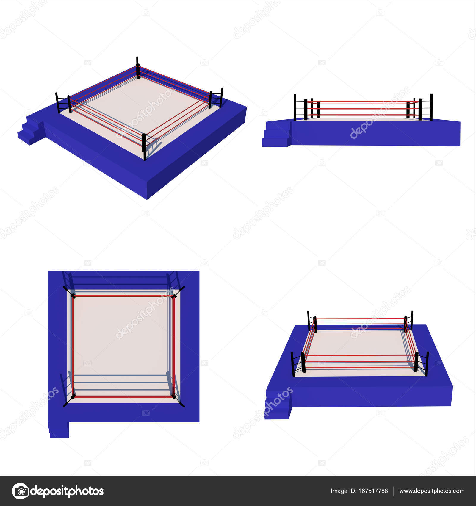 Boxer Ring Set Isolated On White Background Rendering Of 3ds Max Vray Stock Photo C Exclusivelly 167517788