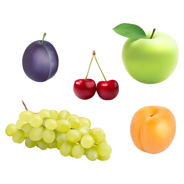 Vector set van heerlijke rijpe vruchten en bessen. Vector eps10. — Stockvector