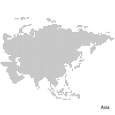 Noktalı Asya Haritası. Vektör eps10.