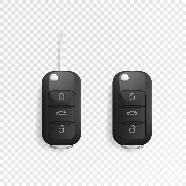 Araba anahtarı ve alarm sistemi. gerçekçi 3D mockup. Vektör çizim. Beyaz arka plan üzerinde izole.