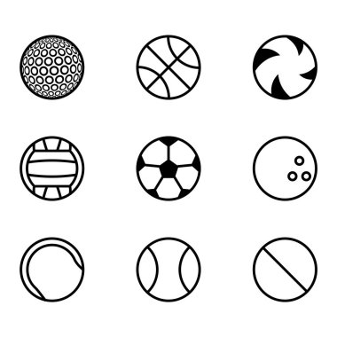 Temel topları kümesi. Vektör basit geometrik spor simgeleri