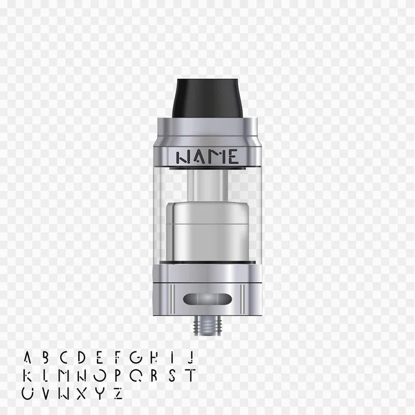 Vape gerçekçi Atomizer. Kurumsal kimlik oluşturma. Kişisel vape tarzı ve onun adı. Ayarlanmış yazı tipi harfler — Stok Vektör