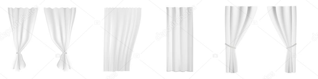 Big collection of transparent curtains. Vector eps10