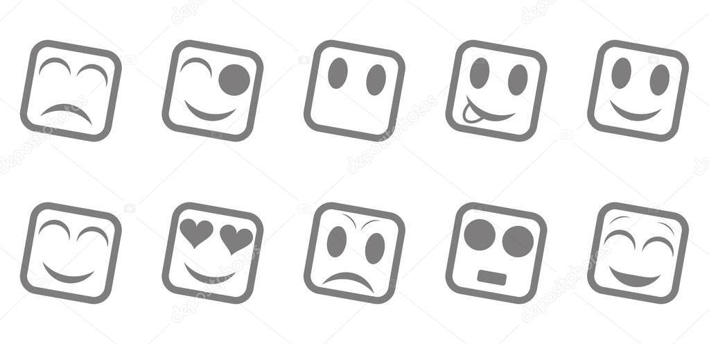 Smiley emoticons line icons. Happy, sad, upset, crying, love, cool, star, kiss, sleepy and other vector emotions.