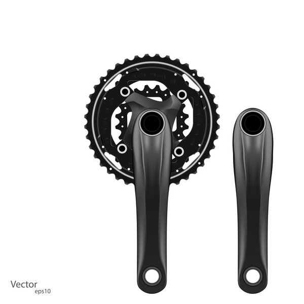 Vector illustration of Realistic bicycle Crankset on a white background