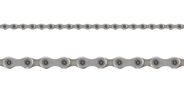 Seamless realistic gray metal bicycle chain, isolated on white. Vector eps10. — Stock Vector