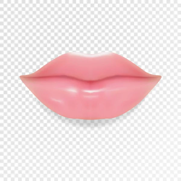 Lèvres roses réalistes, baiser brillant isolé sur fond transparent. Vecteur eps10 — Image vectorielle