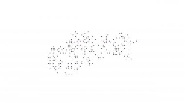 Noktalı benekli benekli parçacık Slovakya, noktalar düşme stili. 4K video animasyonu. En kısa zamanda diğer ülkeler de mümkün olacak.