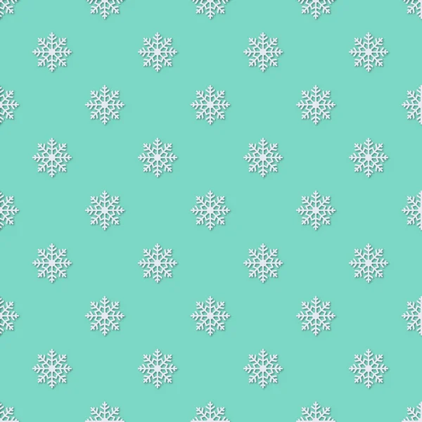 Vector naadloos patroon met sneeuwvlokken en schaduwen. Cool winter achtergrond, Kerst patroon — Stockvector