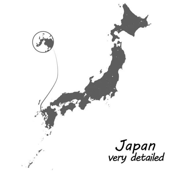 非常に詳細な日本地図。高精度。ベクトルeps10 — ストックベクタ